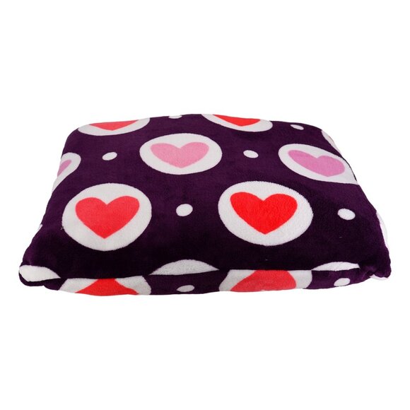Purple Throw Pillow with Hearts and Dots - Picture 2 of 2